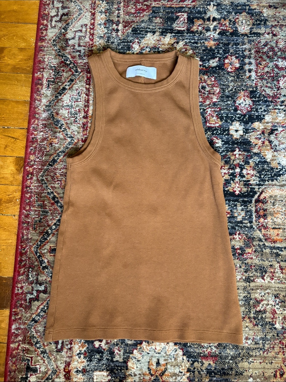 SoldoutNYC Not So Basic Tank Ribbed Sleeveless Tank Top - Caramel Brown